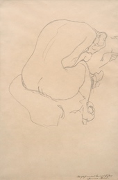 Seated female nude, viewed from the back, Study for 