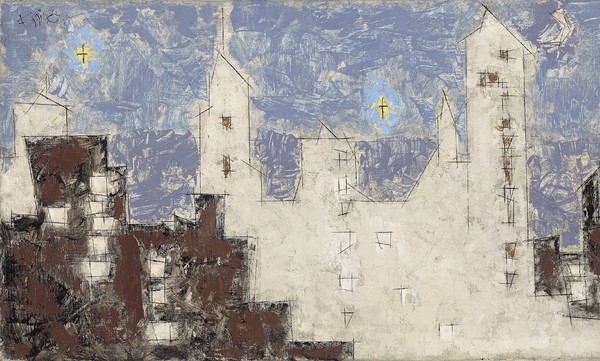 Lyonel Feininger Architektur mit Sternen II 41,5 × 71,6 cm (16,3 × 28,2 in)