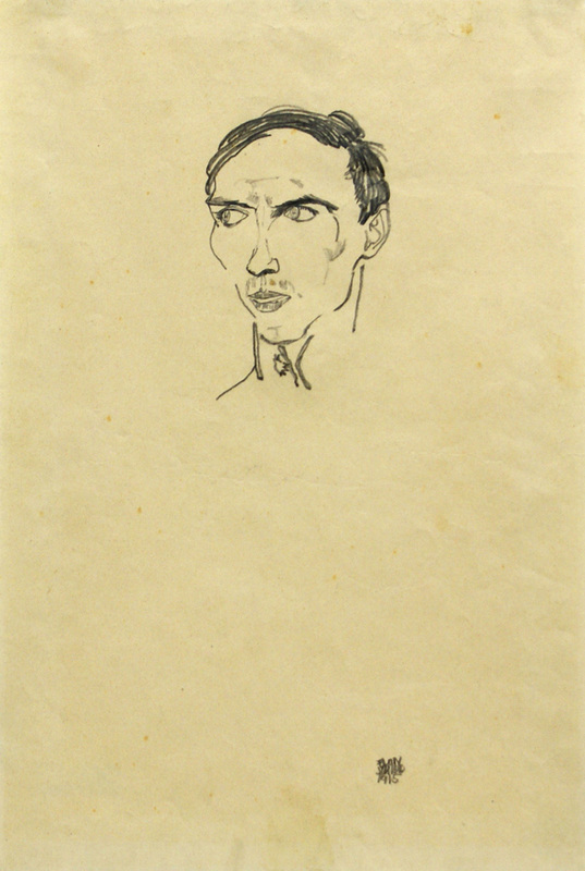 Egon Schiele - Portrait eines Jungen Leutnants, 1915, 41,5 × 27,5 cm (16,3 × 10,8 in), Schwarze Kreide auf Papier